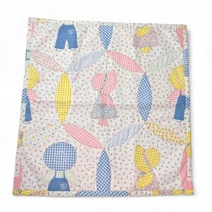Vintage Sunbonnet Sue Holly Hobbie Mini Quilt 22" x 22.5" Pink Blue Baby Blanket